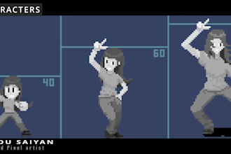 do pixel art, tileset, sprite sheet, props, character, backgrounds, assets