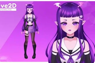 draw and rigg 2d vtuber model, vtuber model,2d vtuber avatar, anime vtuber model