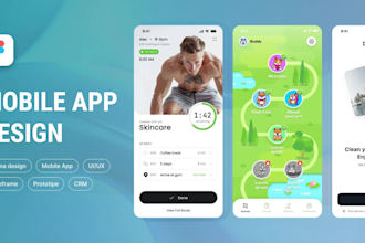 design a mobile app UI UX with clickable prototype in figma