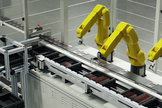 create a 3d robotic arm animation, 3d industrial automation simulation