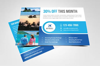 design post card, lead magnet, rack card in 4hrs