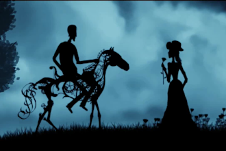 create a high quality shadow style, silhouette animation, animated lyric videos