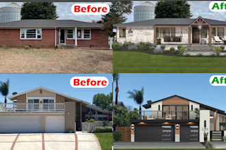 change house wall color or facade paint or remodel exterior