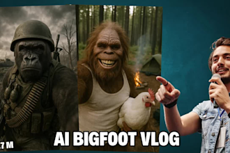 create viral ai bigfoot vlog videos and gorilla pov shorts