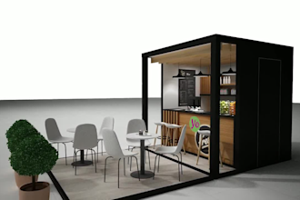 create a visualization of booth, showcase, display, pos
