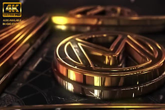 create metallic gold silver 3d logo reveal intro animation video