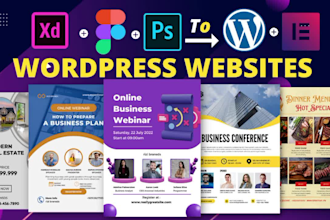 convert xd, figma, and PSD to wordpress website with elementor pro