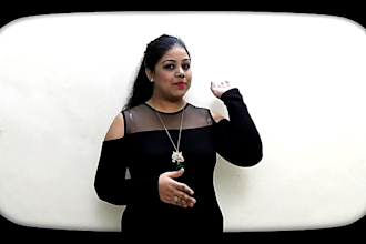 be your female video spokesperson, on white screen HD