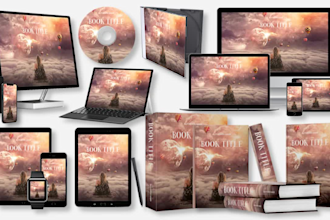 design digital product mockup, book cover and ecover bundle