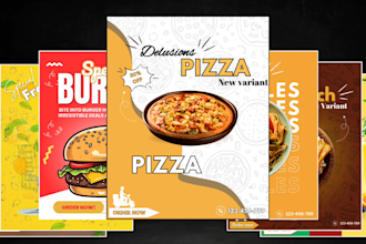 design food posters, flyers ,menus and social media ads for restaurant