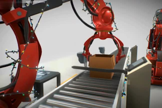 do 3d industrial animation, robotic arm, factory workflow, manufacturing process