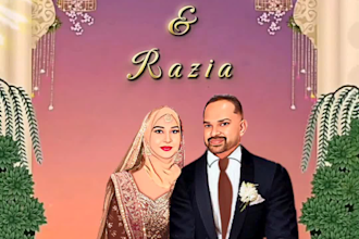 create elegant indian wedding invites with couple illustrations