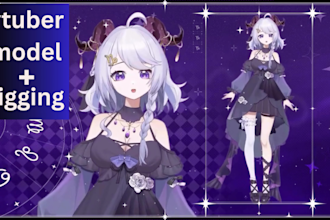 draw and rig live 2d vtuber model, live2d model,  2d vtuber for gaming vtubers