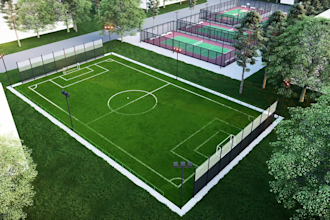 design tennis court, basketball court, volleyball court, soccer court