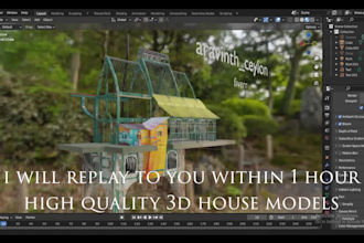 design 3d model house for games and animation videos