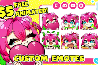 create cute emotes animated for your twitch, discord, kick, stream, and vtuber