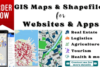 create gis shapefile layers, digitize, georeference for any websites and apps