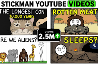 create 2d stickman and stick figure animation for youtube