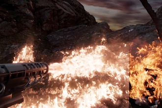create realistic fire simulation, flamethrower, and explosion vfx in houdini