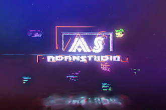 make futuristic, scifi , glitch,  neon logo animation