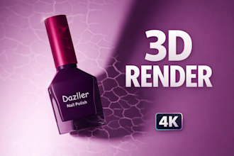 make realistic 3d cosmetic product rendering for amazon and branding
