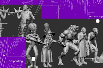 sculpt detail 3d miniatures and characters for 3d printing
