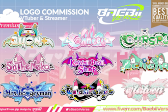 design kawaii anime style logo for vtuber, gaming, twitch streamer and business