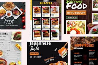 do make digital menu, restaurant menu, food menu etc 24 hours