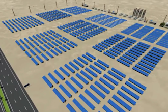 create industrial 3d solar farm animation bess renewable energy video