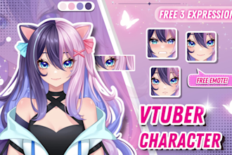 design live2d vtuber model character high quality in anime style for streaming