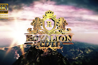 create cinematic sky mountain metallic gold 3d logo reveal intro animation