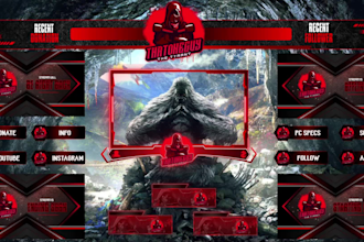 design custom animated overlay , panels  and logo for streamer