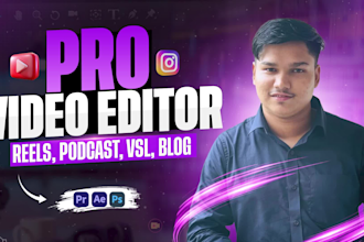 be your youtube, tik tok, vsl editor and reels, podcast video editing