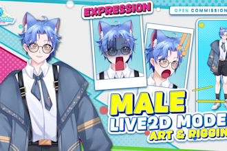 create a custom male vtuber avatar with live2d art and rigging