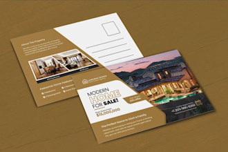 design real estate direct mail eddm postcard design, brochure in adobe or canva