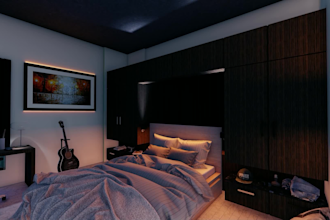 do interior design, bedroom, kitchen,toilet, living room 3d render and animation
