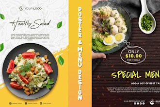 design restaurant poster, banner, menu card, fast food ads, bar, cafe and flyer