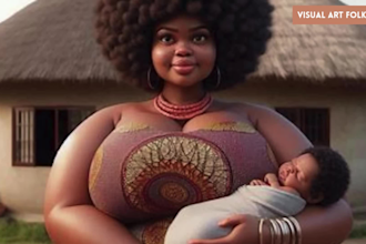 create stunning ai animation story, african folktales ai video art, ai baby