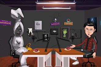 make a custom 2d cartoon podcast animation video