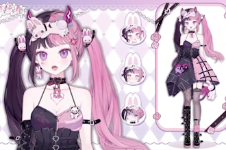 design anime chibi vtuber model with full live2d vtuber rigging for streaming