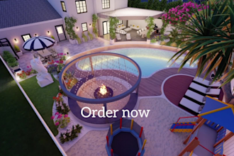 do backyard design, landscape design,patio,front yard, 3d modeling