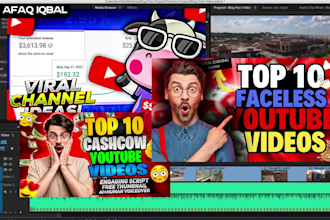 edit faceless youtube videos , top 10 cashcow videos with free vo