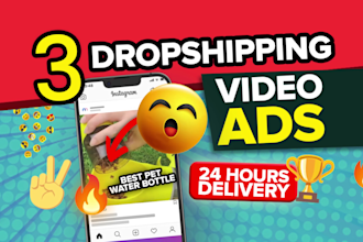 create 3 dropshipping video ads for facebook video ads