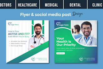design medical flyers, healthcare, clinic, homecare social media post, ads