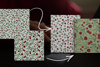 create seamless repeat patterns for textiles, fabric prints, packaging, and wall