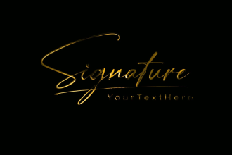 animate handwritten signature or text  in golden and silver style