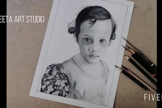 draw realistic portrait with timelapse video 1080p 4k