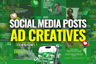 do 30 social media post design, facebook ad creative , social media templates