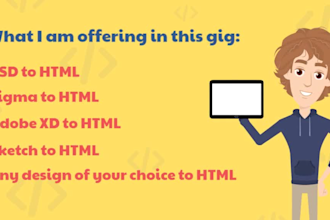 convert psd to html, xd to html, sketch or figma to html