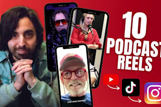 create 10 tiktok, reels, yt shorts from your podcast videos